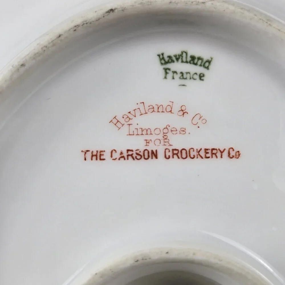 Haviland Limoges Gravy Boat with Underplate Attached Cream w/ Gold Accents Vtg
